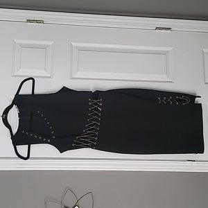 A'Gaci Black Dress w/ Gold Chain Detailing - Size Large
